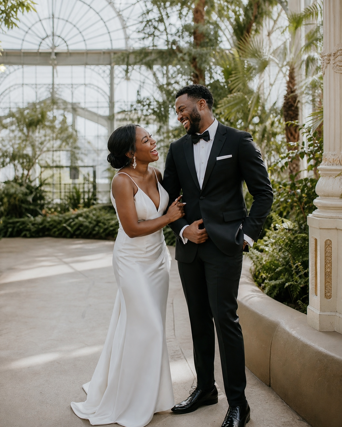 Glasshouse Morning wedding-photo possibility with a fictional example couple